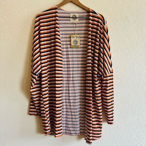 NWT | Lola Girl | orange and navy long sleeve cardigan size L/XL